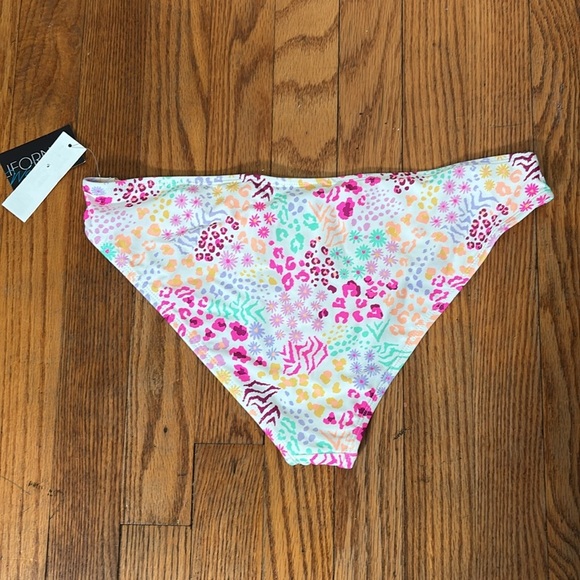 California Waves Hipster Bikini Bottoms White Floral size L NWT - Picture 2 of 5